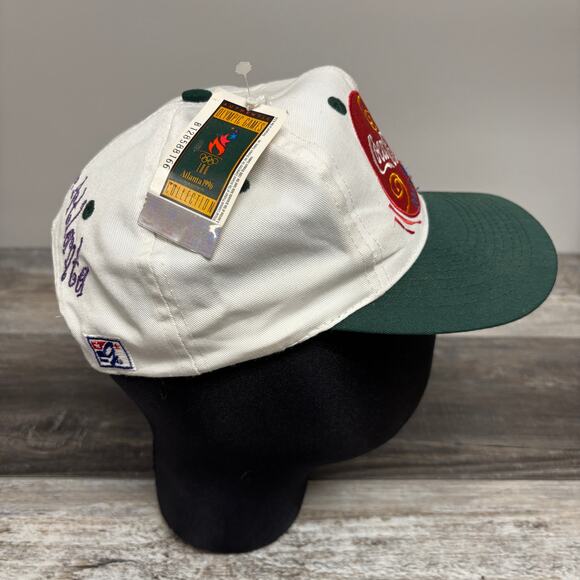 Vintage 90s The Game Atlanta Olympics Coca-Cola Live‎ From Atlanta White Cap Hat - Picture 3 of 7